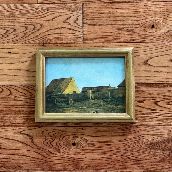 Rustic Farmhouse Landscape Art in Gold Frame - Picture 1 of 9